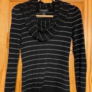 White House Black Market Black and sparkly Silver cow neck sweater